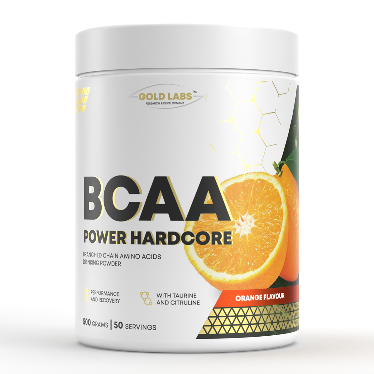 Амінокислоти Gold Labs BCAA Power Hardcore+Taurine 500 грамм Смак : Orange, фото 1