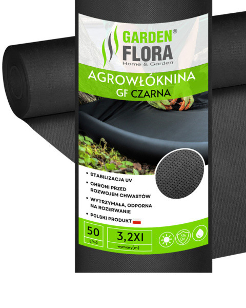Агроволокно Garden Flora Чорне 90 г/м2 1.60м 50м Польща агроволокно для полуниць з отворами агротканина