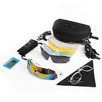 Защитные очки тактические с поляризацией белые 5 линз Oakley One sizе IN, код: 8447077