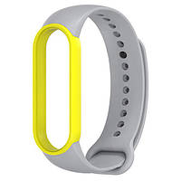 Ремінець MiJobs Double Color для Xiaomi Mi Band 5 6 Grey Yellow GG, код: 6499517