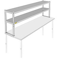 VEVOR двойная верхняя полка из нержавеющей стали, 2-ярусная, 12" x 72" для стола для приготовления пищи