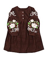 Флісова сукня з вишивкою "Бавовна", Шоколад, 86 (1.5 роки)