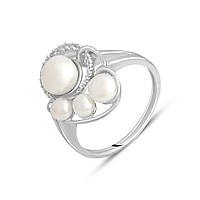 Серебряное кольцо SilverBreeze с натуральным жемчугом топазом белым (2123507) 18 GG, код: 8025764
