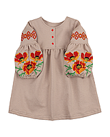 Сукня з вишивкою для дівчат "Маки", Бежевий, 86 (1.5 роки)