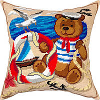 Набір для вишивання декоративної подушки Чарівниця Ведмедик-моряк 40×40 см V-05 IN, код: 7242961