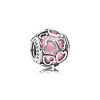 Серебряный шарм Pandora Розовые ажурные сердца 792036PCZ GG, код: 7359412
