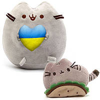 Набор мягких игрушек 2Life Пушин кэт с сердцем 23х25 см и Pusheen cat с Питтой 7х8 см Серый ( DH, код: 8397223