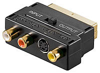Перехідник аудіо-відео Goobay SCART-RCAx3 M F +SVideo4p AV Gold In OutSwitch чорний (75.05.04 GG, код: 7453564