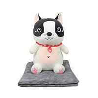 Мягкая игрушка c пледом Bambi Собачка Чёрно-серый (М13945-B) NX, код: 8143220