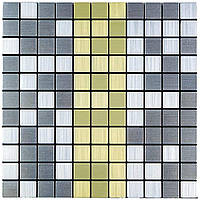 Самоклеющаяся алюминиевая плитка серебряная с золотом мозаика 300х300х3мм SW-00001826 (D) Sti NX, код: 8370903