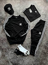 Весняний спортивний комплект Adidas Black світшот штани штани футболка блайзер шкарпетки Адидас чорний двухнить лампаси унісекс, фото 5