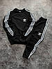 Весняний спортивний комплект Adidas Black світшот штани штани футболка блайзер шкарпетки Адидас чорний двухнить лампаси унісекс, фото 7