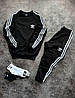 Весняний спортивний комплект Adidas Black світшот штани штани футболка блайзер шкарпетки Адидас чорний двухнить лампаси унісекс, фото 8