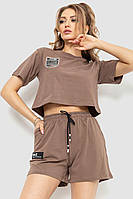 Костюм женский повседневный футболка+шорты коричневый 198R2011 Ager M BM, код: 8228204