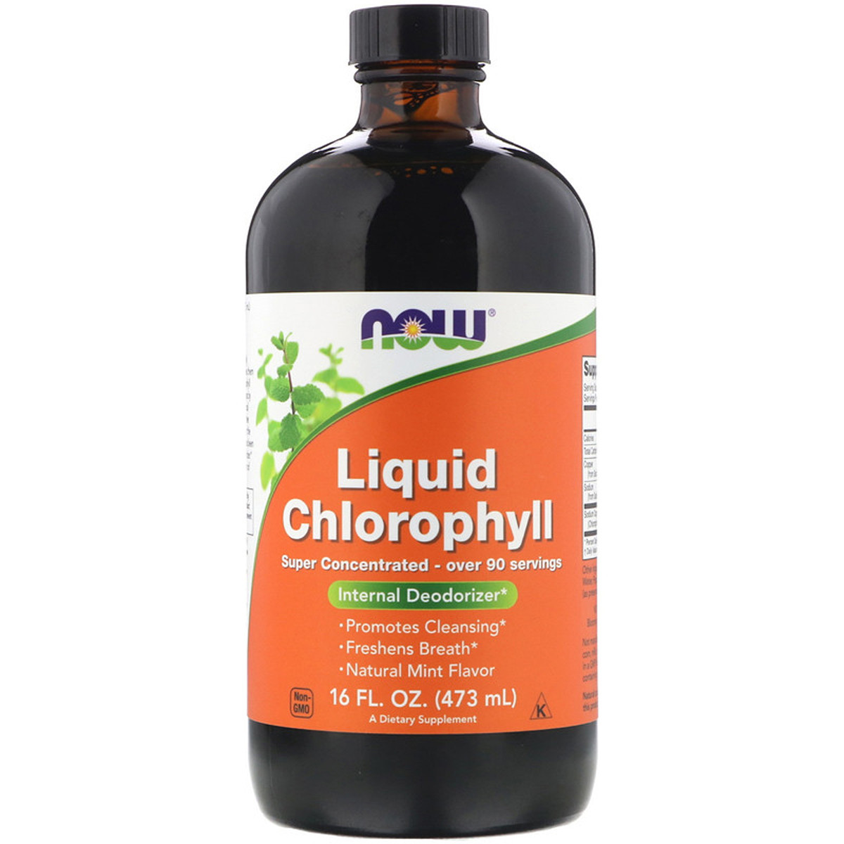 Рідкий Хлорофіл, Liquid Chlorophyll, Now Foods, м'ятний смак, 473 мл. z12-2024