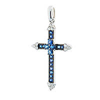Золотой крестик с синими сапфирами и бриллиантами 1П759-0149 Оникс UP, код: 6732558