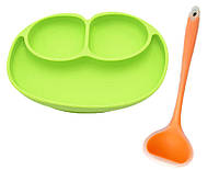 Набор силиконовый половник 21 х 6.5 см Оранжевый и Силиконовая тарелка коврик 22 х 15 см (vo UP, код: 2616823
