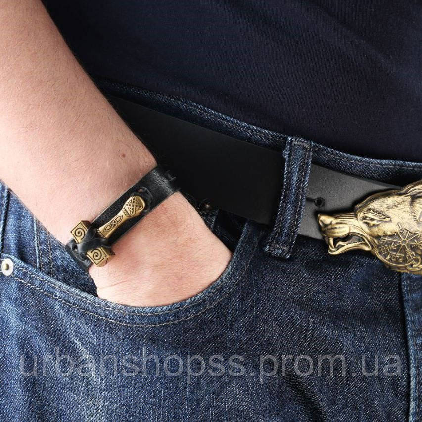 Мужской кожаный браслет МОЛОТ ТОРА 1 ручной работы Gorillas Accessories UP, код: 8205903 - фото 2 - id-p2176537912