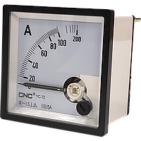 Аналоговый амперметр CNC YC-А72 200/5А 1,5 АС 72x72мм (Б00029837)