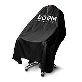 Перукарська пеньюар-накидка для клієнта логотип BOOM cosmetics водонепроникна поліестер чорна140х170 см