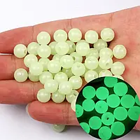 Намистини Finding Круглі куля Блідно-зелена світиться в темряві 8 мм Ціна за 1 шт