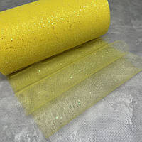 Фатин з блискітками -Жовтий, ширина 15 см, 1 метр, арт 014610, Жовтий