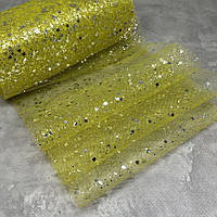 Фатин з великими блискітками, ширина 15 см, колір жовтий, 1 метр, арт 016562, Жовтий