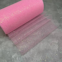 Фатин з дрібними блискітками, ширина 15 см, колір рожевий, 1 метр, арт 016564, Рожевий