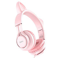 Наушники накладные с микрофоном и кошачьими ушками Hoco W36 Cat ear 3.5 мм 1.2 м Pink NB, код: 8029161