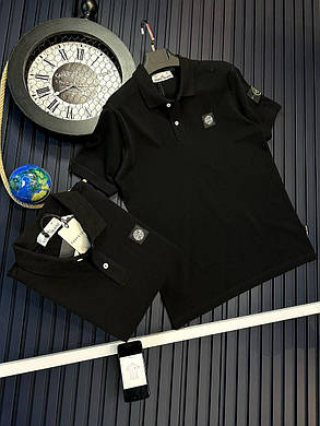 Літня чоловіча футболка Stone Island Black футболка чорна стон айленд Туреччина принт на грудях і плечі компас, фото 1