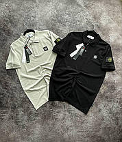 Літня чоловіча футболка Stone Island Black футболка чорна стон айленд Туреччина принт на грудях і плечі компас, фото 5