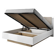 Ліжко двоспальне 160x200 Arco (Marco) Perfect Home Білий глянець/Дуб грандсон (з підйомним механізмом)