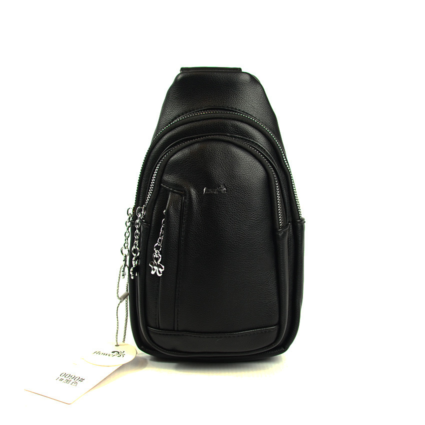 Нагрудний маленький жіночий рюкзак слінг на одне плече Молодіжна міська сумочка рюкзачок чорного кольору