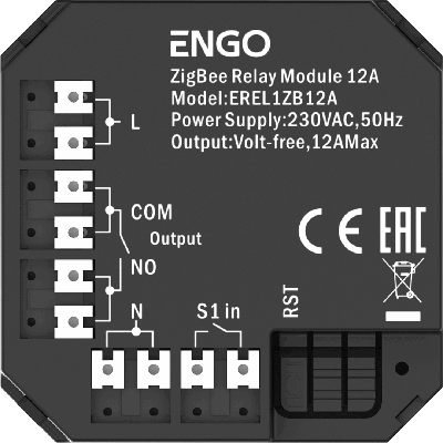 Релейний модуль ZigBee 3.0 ENGO  EREL1ZB12A (12A)