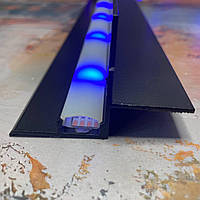 Профиль теневого шва на любую ширину с LED каналом АПТШ МАКСИ LED черный 3,0 м
