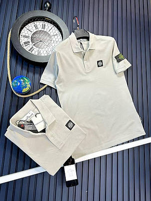 Літня чоловіча футболка Stone Island Grey футболка сіра стон айленд Туреччина принт на грудях і плечі компас, фото 1
