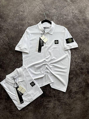 Літня чоловіча футболка Stone Island White футболка біла стон айленд Туреччина принт на грудях і плечі компас, фото 3