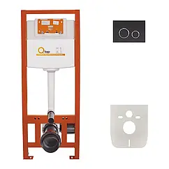 Інсталяція для унітаза 4в1 Qtap Nest ST ( Клавіша кругла Black mat 150х220х13mm)