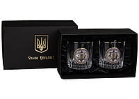 Набор бокалов для виски Boss Crystal «Нацполиция Украины» 2 шт, серебро, золото, хрусталь