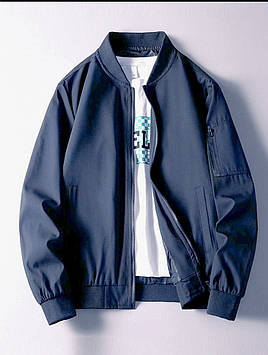 Куртка вітровка чоловіча на хлопчика підлітка Бомбер синій