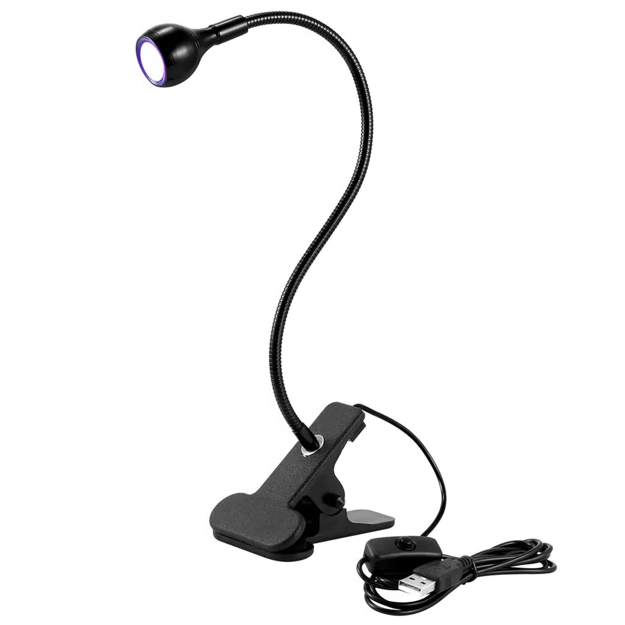 Гнучка LED-лампа для тіпсів на прищіпці та USB, чорна