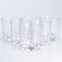 Склянка для води та соку низький скляний прозорий набір 6 шт