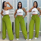 Жіночі вільні літні штани на гумці з високою посадкою у кольорах великих розмірів 48 - 58, фото 2