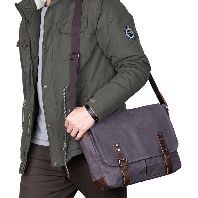 Чоловіча сумка месенджер через плече MCN сірого кольору