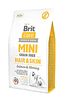 Сухой корм для взрослых собак маленьких пород Брит Brit Care Mini Grain Free Hair&Skin 7 кг