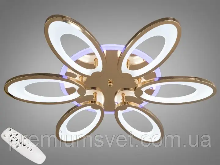 Люстра світлодіодна  стельова 1673/6 G LED 3 color dimmer, фото 1