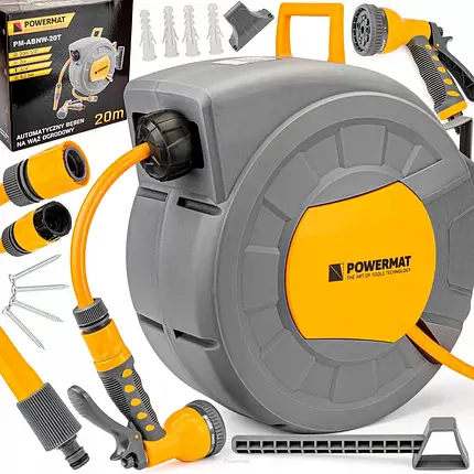 Котушка автоматична для садового шланга 1/2" 20 м Powermat PM-ABNW-20M, фото 1