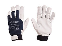 Монтажні рукавички з козячої шкіри на липучці розмір 9 (12/120) Geko G73528