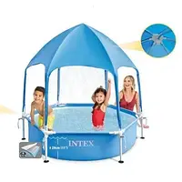 Бассейн каркасный с навесом 183x38см Intex Canopy METAL FRAME POOL 28209, душ