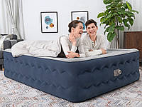 Надувная двуспальная кровать Bestway 6716P (203-152-51) со встроенным электрическим насосом, велюровый матрас